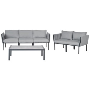 Ensemble lounge Beliani Skala, 5 places, gris foncé, avec canapé, fauteuils et table.
