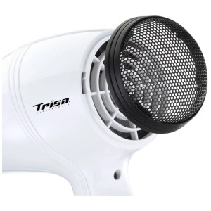 Sèche-cheveux Trisa Silk Care blanc avec grille de protection noire.