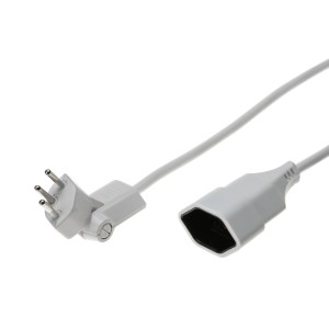 Rallonge TD blanche (3 m) avec fiche pliable pour espaces réduits.