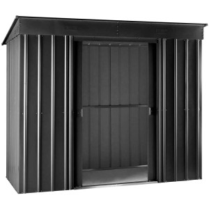 Casetta da giardino in metallo antracite (8x4) con porta scorrevole, 178x234x113 cm.
