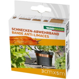 Nastro antilumache Windhager, 3 cm x 5 m, mostrato sulla confezione.