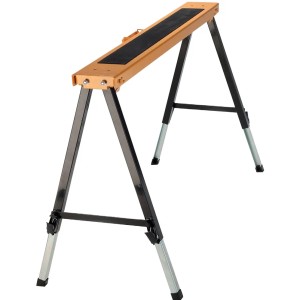 Établi télescopique Batavia, réglable en hauteur et pliable, avec surface antidérapante.