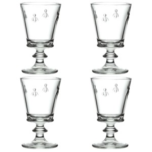 Set di bicchieri da vino La Rochere Abeille, 4 bicchieri trasparenti con decoro api.