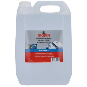 Nigrin Eau déminéralisée, bidon de 5 litres pour la maison et l'usage technique.