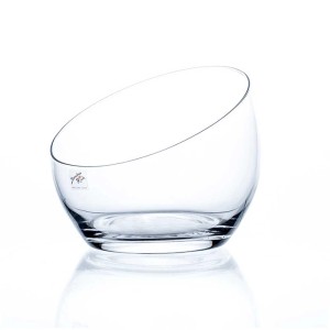 Vaso rotondo in vetro Sandra Rich Bexa, Ø 22cm, altezza 19cm, con bordo obliquo.