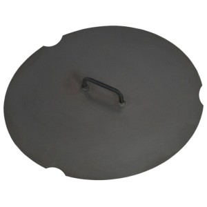 Couvercle gris en acier naturel pour braséro, Ø 72 cm, avec poignée. Ustensile de grill pour un foyer sûr.