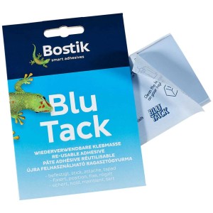 Bostik Blu Tack, pâte adhésive bleu clair, 45g, réutilisable pour une fixation fiable.