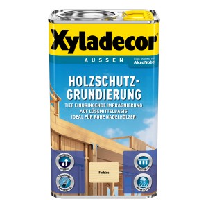 Xyladecor Holzschutz-Grundierung, farblos, 2,5 l Dose für Nadelhölzer im Außenbereich.