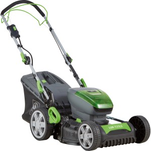 Kit tondeuse à batterie LUX-TOOLS A-RM-46-24 avec 2 batteries et bac de ramassage. Idéal pour l'entretien du jardin.