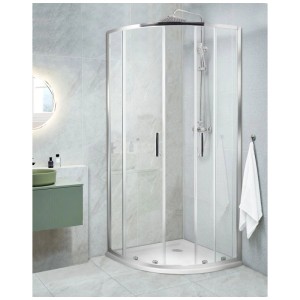 Beliani Cabine de douche Jukatan verre transparent-argenté 185 x 80 x 80 cm