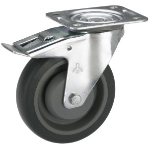 Roue pivotante Doerner + Helmer, 8 cm, avec frein, roue en TPE, pour meubles et équipements.