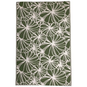 Tappeto da esterno verde con motivo floreale di Esschert Design, 150x242,5 cm.