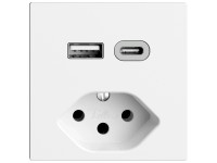 Feller Kleinkombi Einsatz und Frontplatte EdizioDue USB-A+C T13 Weiss