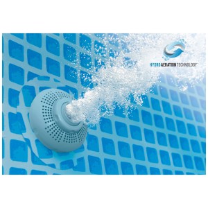 Système de filtration à cartouche Intex Krystal Clear C1000 avec technologie d'hydro-aération en action.