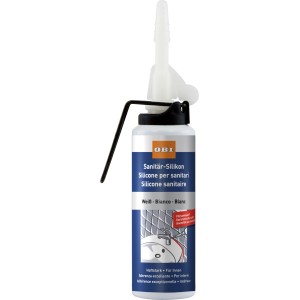 OBI Silicone Sanitario, bianco, cartuccia da 100ml senza pistola per bagno e cucina.