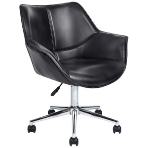 Sedia da ufficio nera Beliani Newdale con rivestimento in ecopelle e struttura cromata.