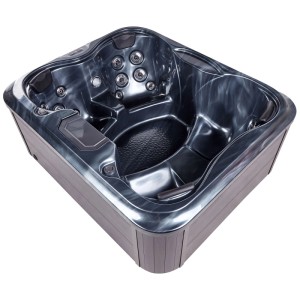Jacuzzi extérieur Beliani Arcelia gris pour 4 personnes avec jets et LED. Pour jardin et terrasse.