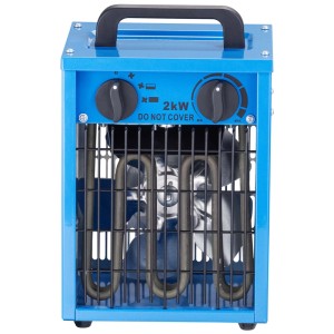 Termoventilatore elettrico blu Alduro 2kW con termostato per officina e garage.