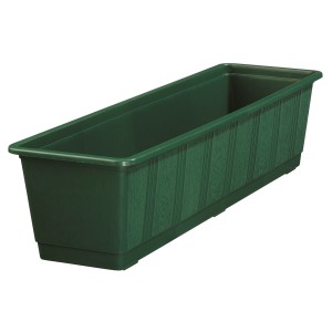 Jardinière standard vert foncé, 14,5x17,5x59 cm, avec structure en bois.