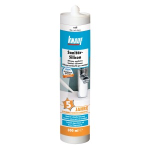 Silicone sanitario Knauf, bianco, cartuccia da 300ml per bagno e cucina. Protegge dalla muffa.