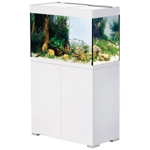 Oase Aquarium-Set Styleline 175 Blanc avec meuble, planté et éclairé.