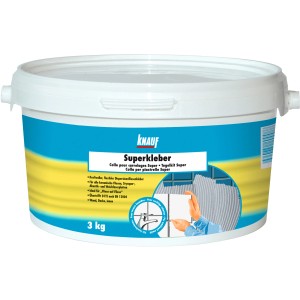 Eimer Knauf Fliesenkleber Superkleber Grau, 3 kg, für Innenanwendungen.