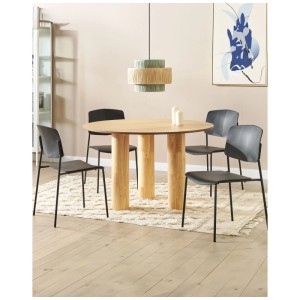 Set sedie da pranzo Beliani Astoria, 4 sedie nere al tavolo da pranzo con gambe in legno.
