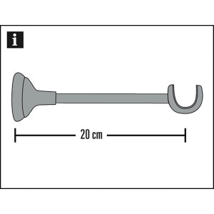 Supporto Gardinia Europa, aperto, 28 cm, argento antico, per bastoni per tende Ø 19 mm.
