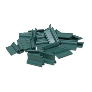 Clips de fixation Windhager verts en plastique pour films, voiles et filets.