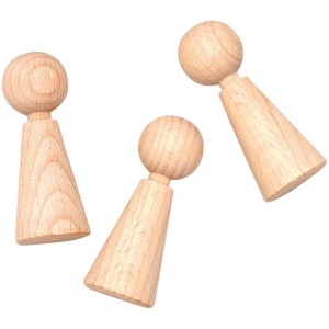 3 figure a cono in legno di faggio, 23x60mm, per bricolage e pittura.
