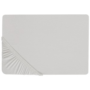 Lenzuolo con angoli Beliani Janbu in cotone grigio chiaro, 140x200 cm.