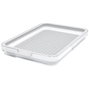 Organizzatore per frigorifero Rotho Cauma bianco (1,3 l) con contenitore trasparente e inserto forato.