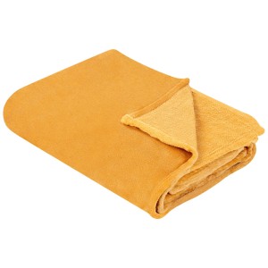 Coperta in pile di poliestere arancione Bayburt, 150x200 cm. Plaid morbido per divano o letto.