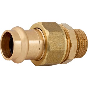 Raccordo a pressare in bronzo rosso, 22 mm x 26,4 mm (R 3/4), per tubi in rame, per pressare e avvitare.