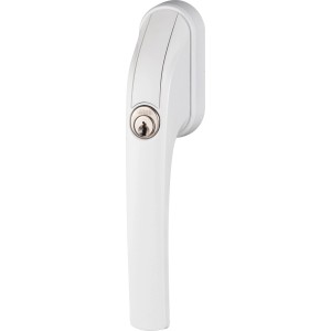 Weißer Abus Fenstergriff FG100 mit Schlüssel, abschließbarer Fenstergriff für erhöhte Sicherheit.