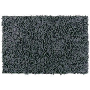 Tappeto da bagno grigio Wenko Chenille, 50x80 cm, con superficie morbida e retro antiscivolo.