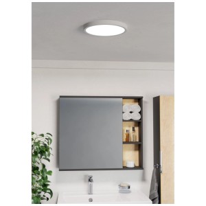 Plafonnier LED blanc Eglo Fueva 6, Ø 28cm, couleurs de lumière CCT pour salle de bain et salon.