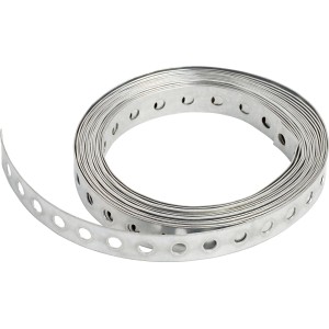 Nastro forato zincato argento, larghezza 17 mm, lunghezza 5 m, arrotolato.