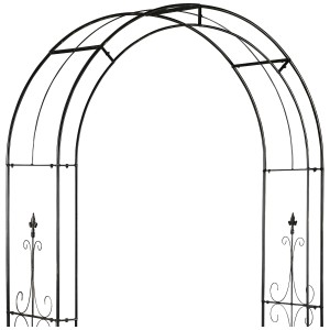 Arco per rose in metallo nero, alto 240 cm, per piante rampicanti in giardino.