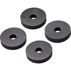 Quatre rondelles de robinet noires 4 mm x Ø 5 mm x Ø 20 mm pour étanchéifier les vannes.