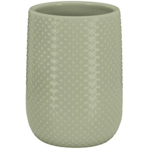 Kleine Wolke Portaspazzolino Dotty in gres color canna con motivo a pois.