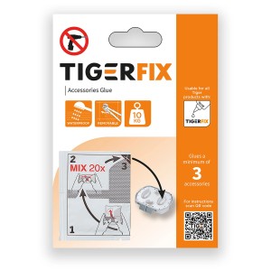 Colle TigerFix pour accessoires de salle de bain : Fixation sans perçage, supporte jusqu'à 10 kg.
