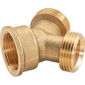 Raccordo a T filettato in ottone 26,4 mm, raccordo a T per tubi acqua potabile e riscaldamento.