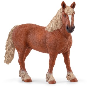 Jument de trait belge Schleich détaillée, robe marron, crinière claire, de l'univers Farm World.