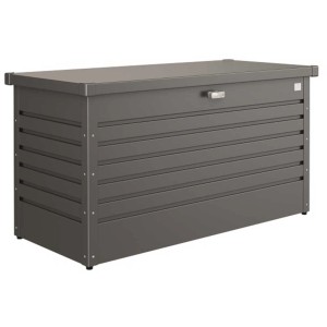 Box universale grigio scuro Freizeitbox 130 con serratura a cilindro con maniglia girevole.