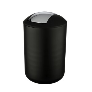 Cestino cosmetici nero Wenko Brasil L (6,5 l) con coperchio basculante cromato.