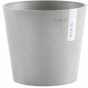 Pot de fleurs Ecopots Amsterdam Mini, blanc-gris, 17 cm, pour intérieur et extérieur.
