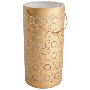 Lanterne en métal doré avec motif délicat, Ø 17,5 cm, hauteur 32 cm.