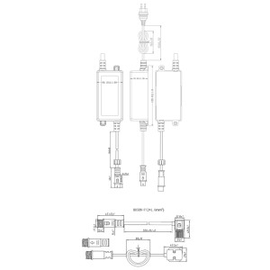 Schönenberger Set driver 24V, nero, IP67, per sistemi di illuminazione esterna. Disegno tecnico.