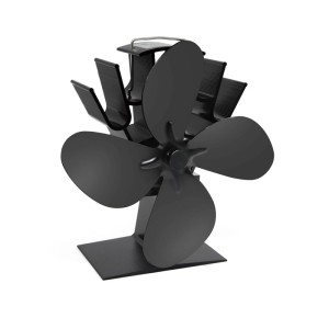 Ventilateur de poêle Valo noir, sur pied, pour cheminées et poêles.